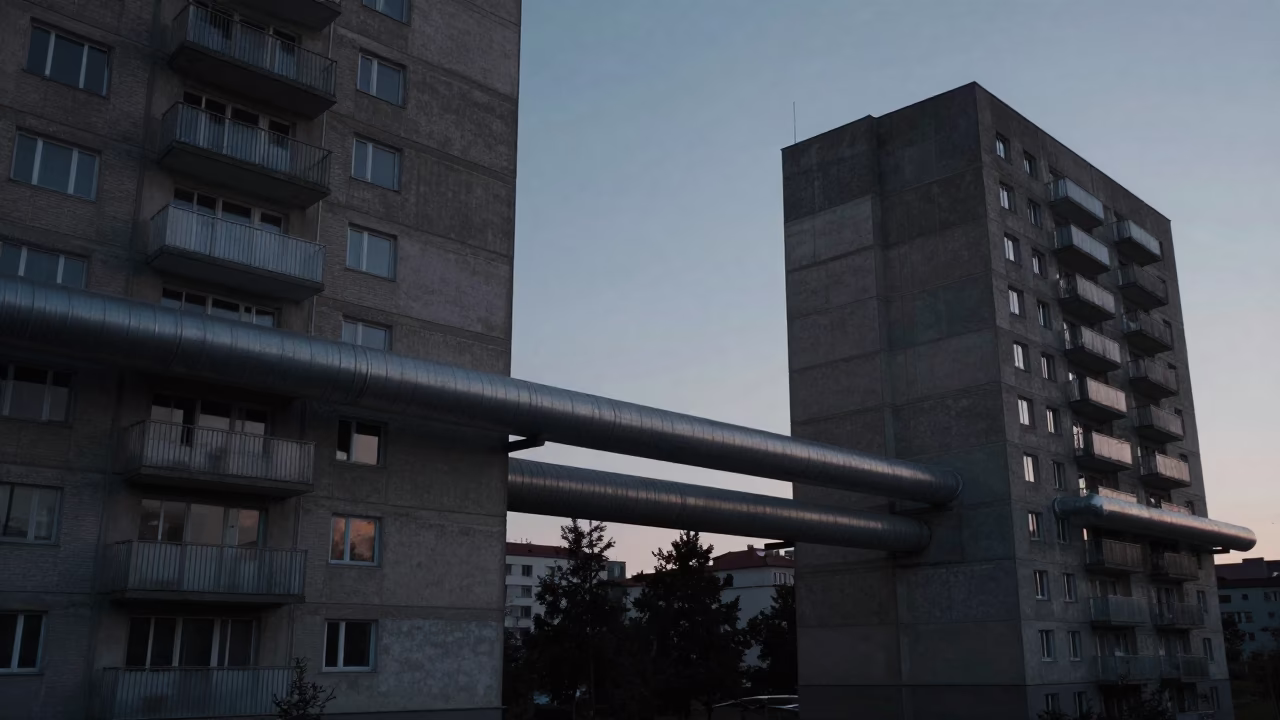 Apartment Blocks in Prague at The Predawn Darkness Light in in Prague, Czech Republic