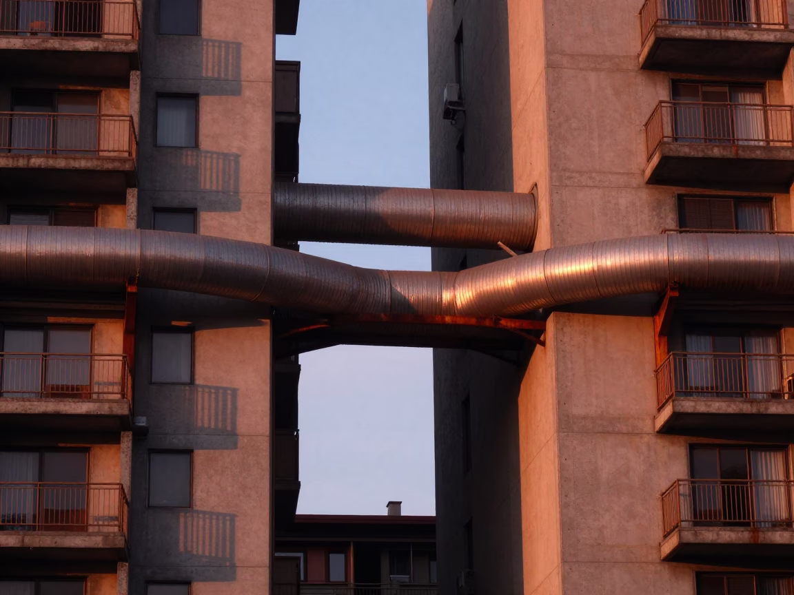Apartment Blocks in Seattle at Copper-toned Light Before Dusk in in Seattle, Washington, United States