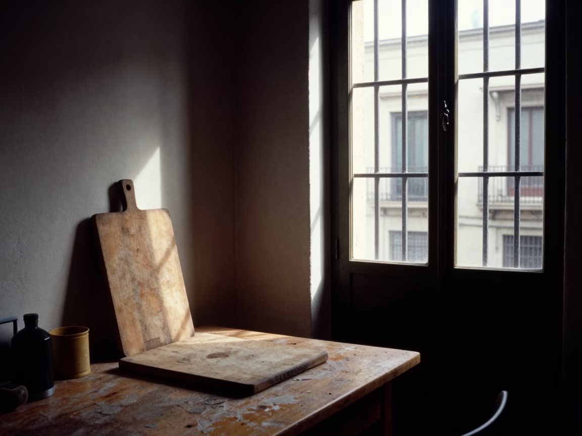 Apartment Interior in Barcelona at As First Light Reaches The Scene in in Barcelona, Spain