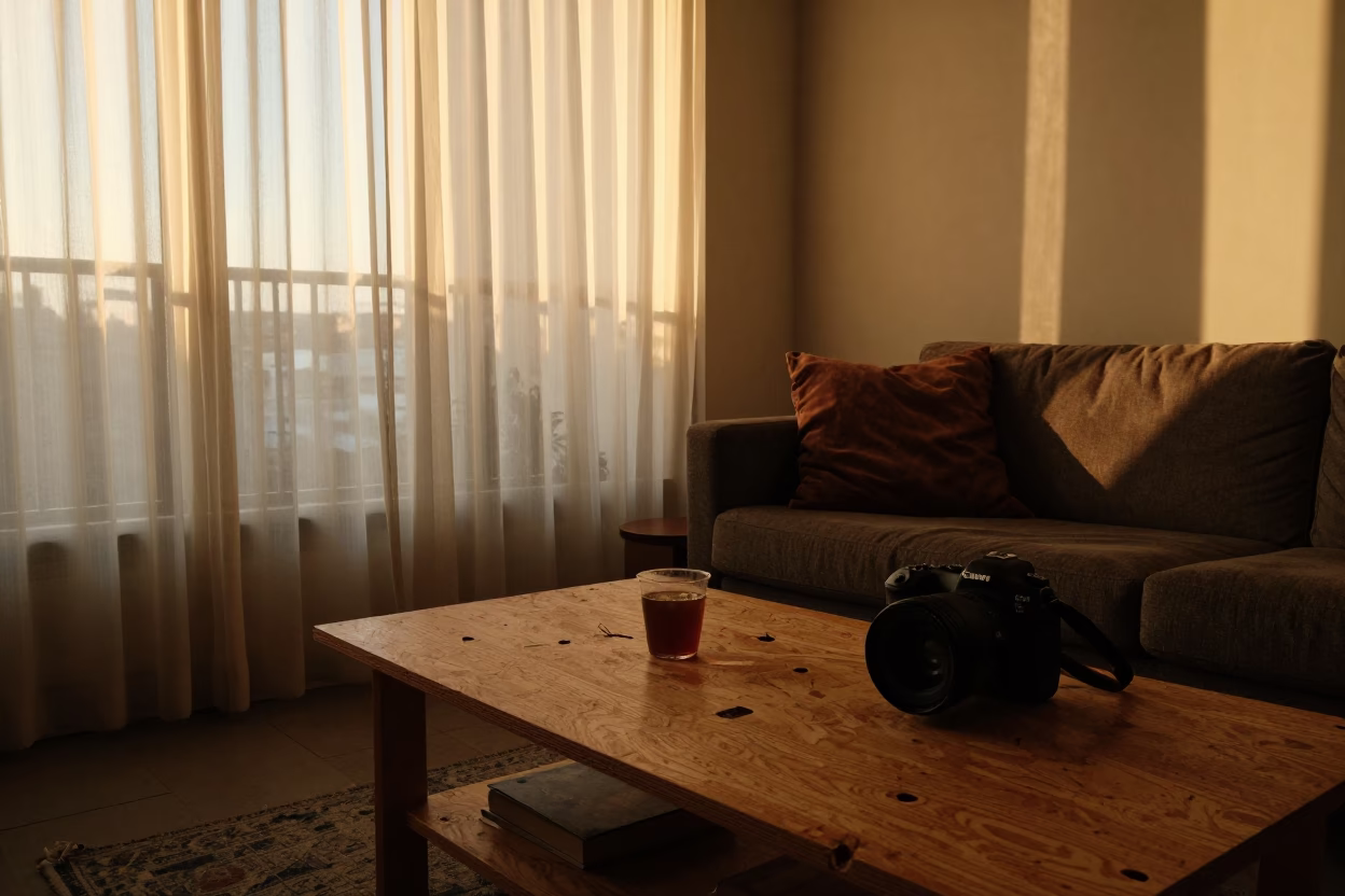 Apartment Interior in Los Angeles at Honeyed Evening Light in in Los Angeles, California, United States