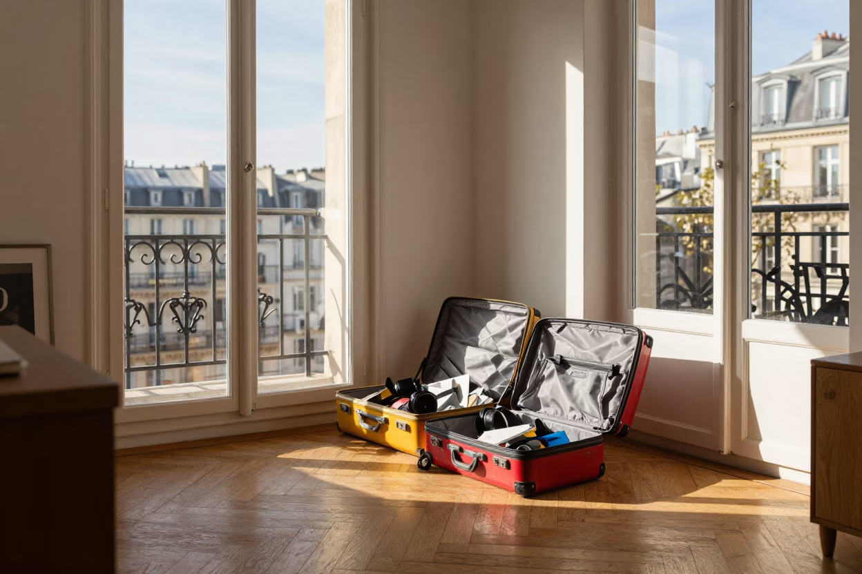 Apartment Interior in Paris at Clear Late-afternoon Light in in Paris, France