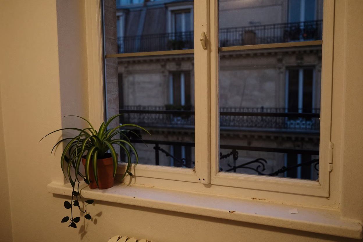 Apartment Interior in Paris at Late At Night Light in in Paris, France