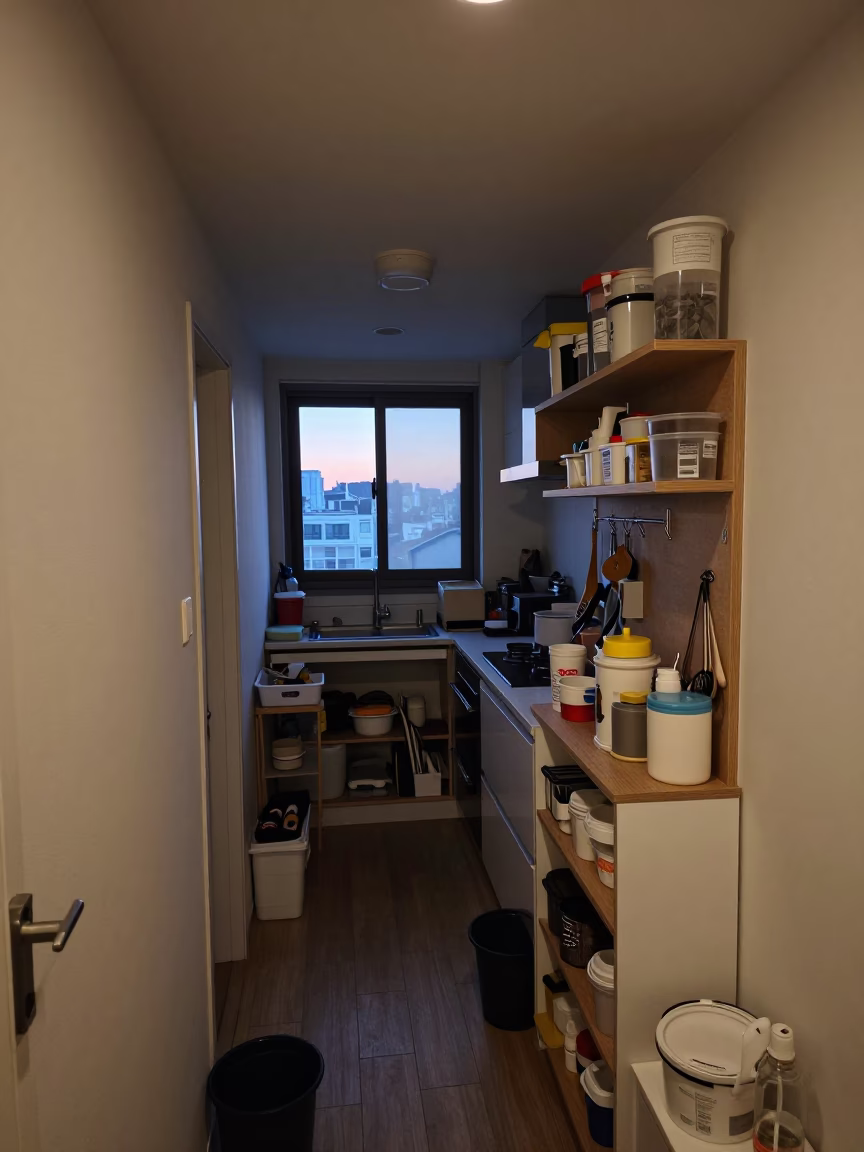 Apartment Interior in Seoul at The Early Evening Light in in Seoul, South Korea