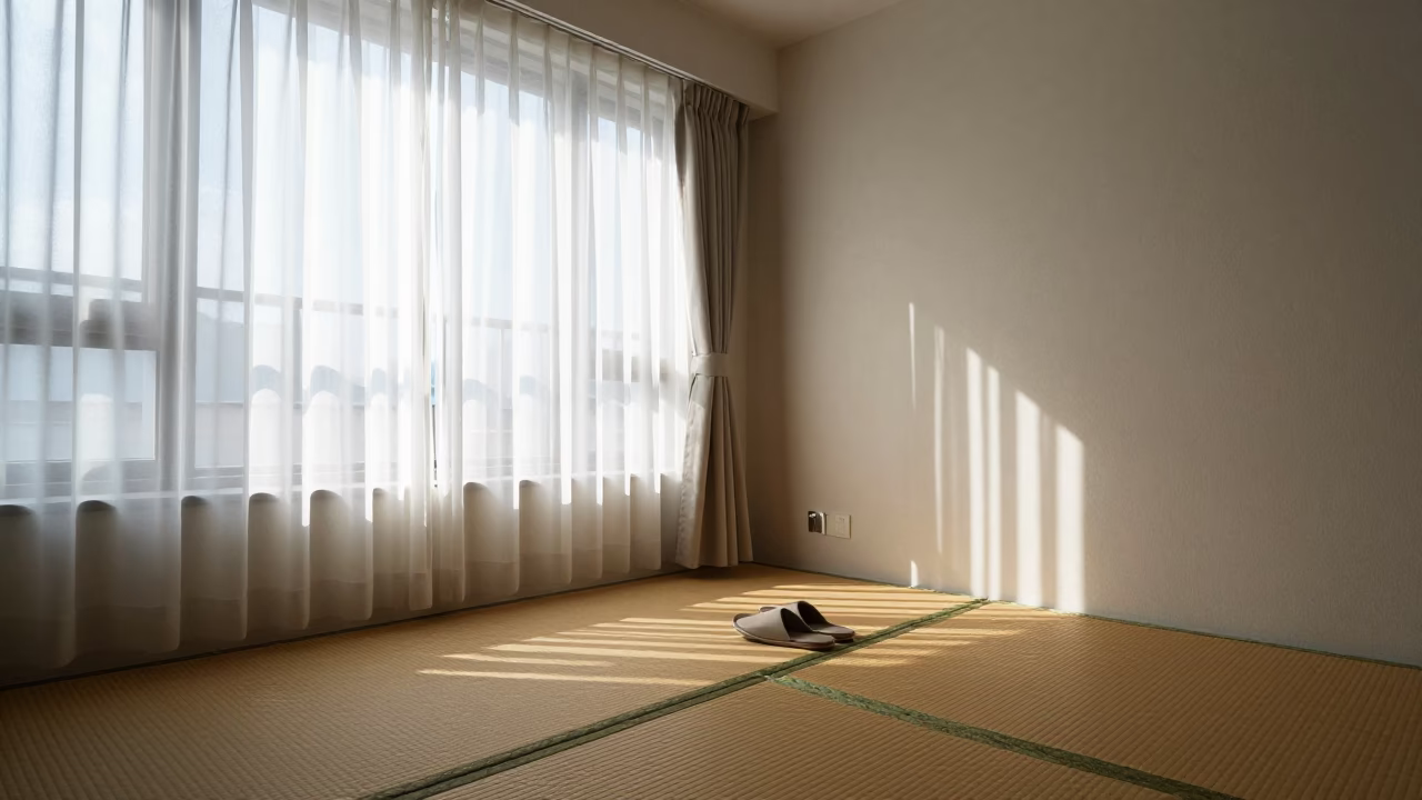 Apartment Interior in Tokyo at As First Light Reaches The Scene in in Tokyo, Japan