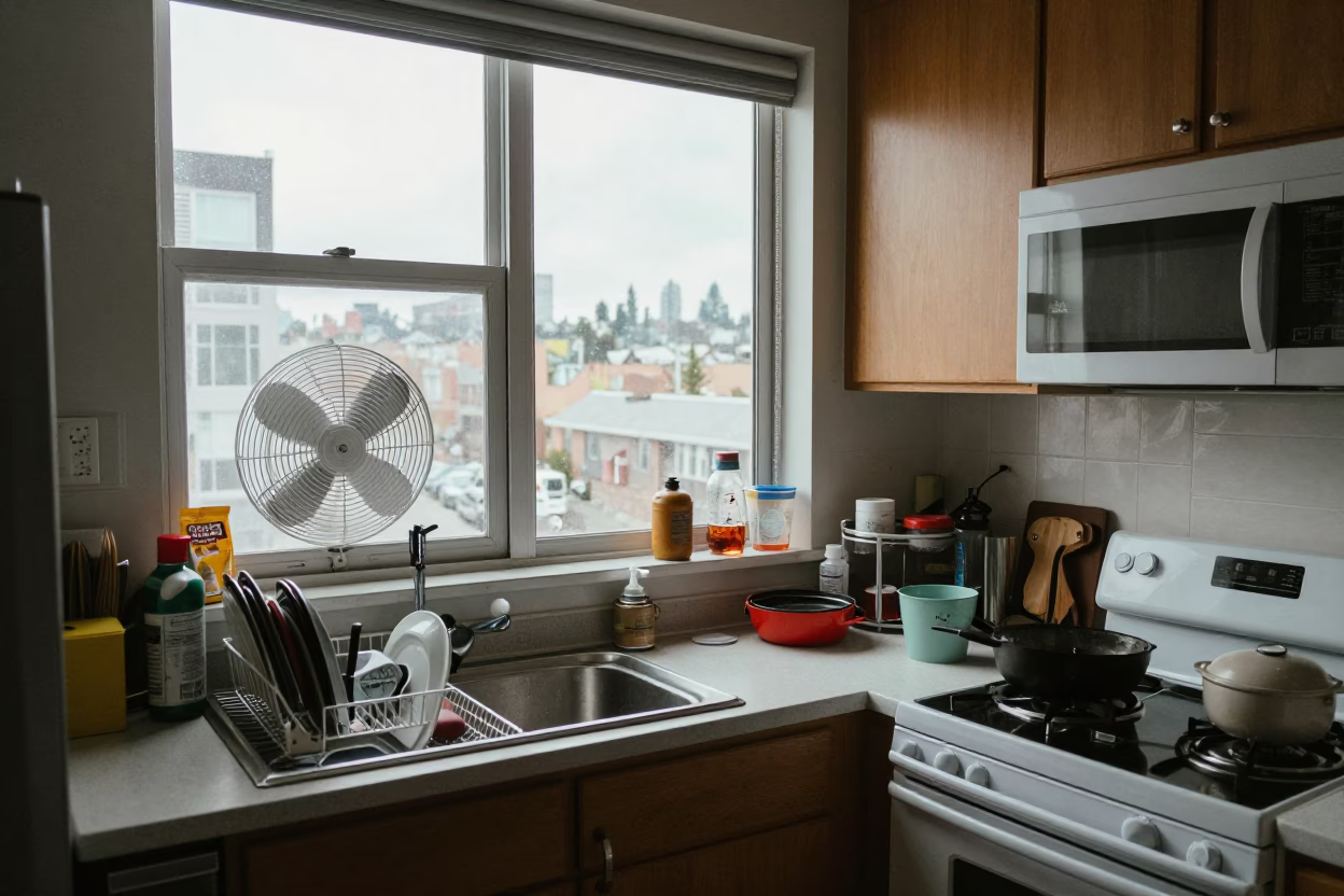 Apartment Kitchen in Seattle at Midday Light in in Seattle, Washington, United States