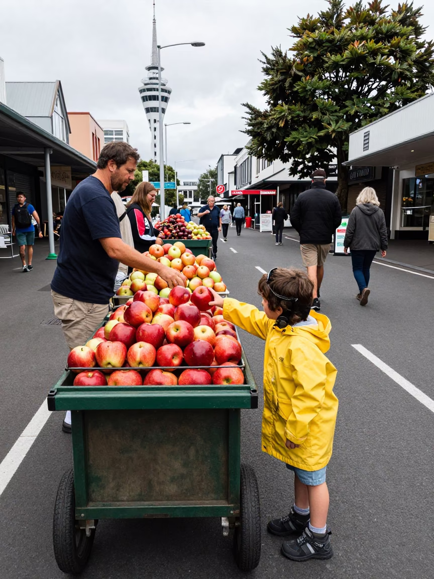 Apple in Auckland at Midday Light in in Auckland, New Zealand