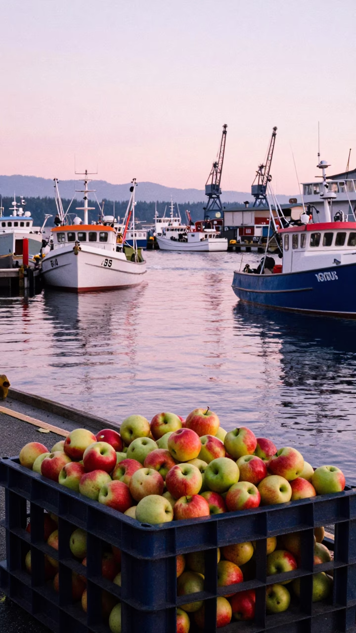 Apple just after sunrise in Vancouver in in Vancouver, British Columbia, Canada
