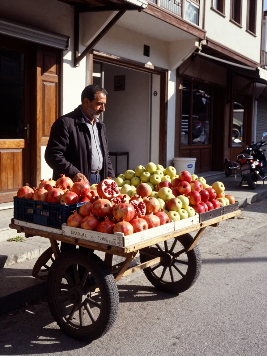 Apples in Izmir at The Early Afternoon Light in in Izmir, Turkey