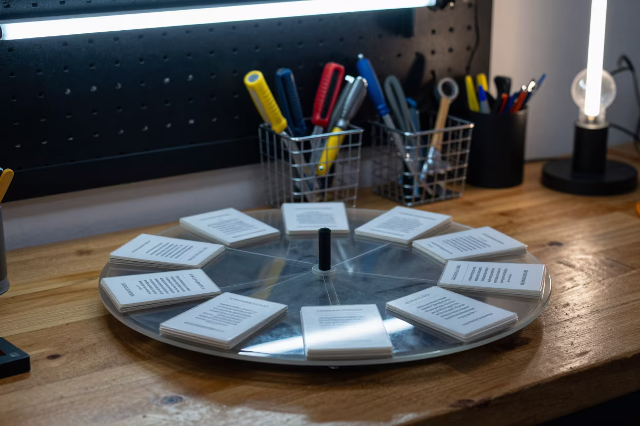 Appliance Spec Sheet Carousel in San Cristobal Night in on a wooden workbench in San Cristobal de las Casas