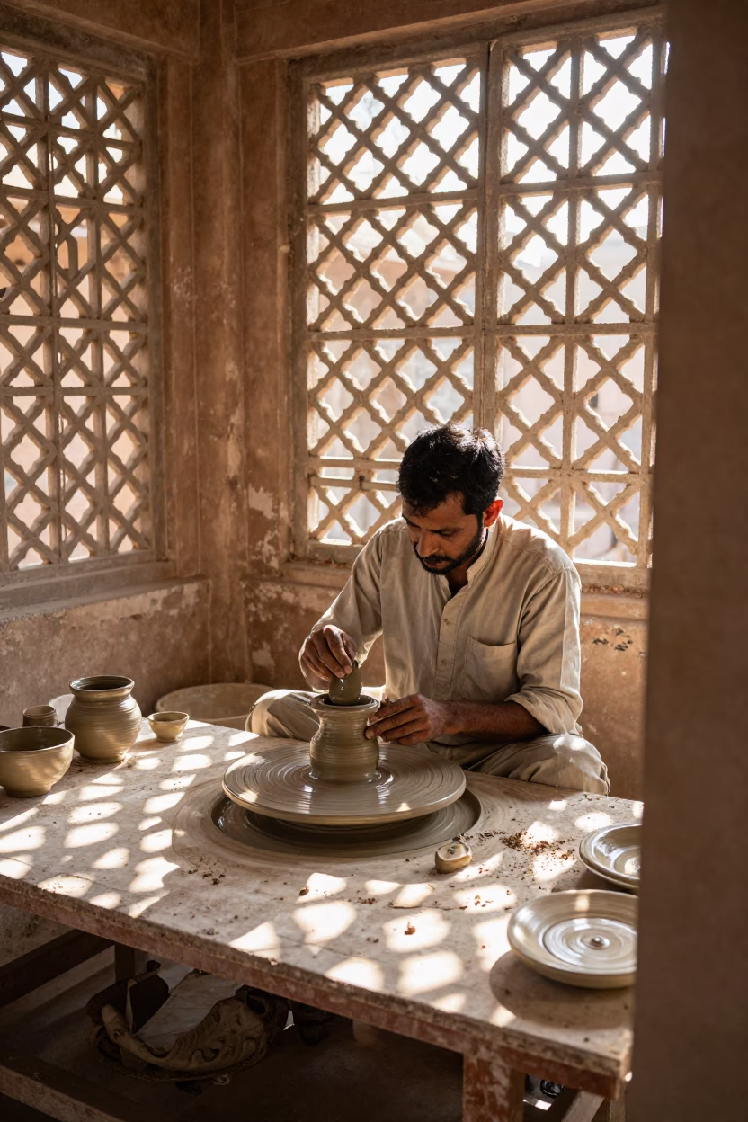 Applying Glaze in Jaipur in in Jaipur, India
