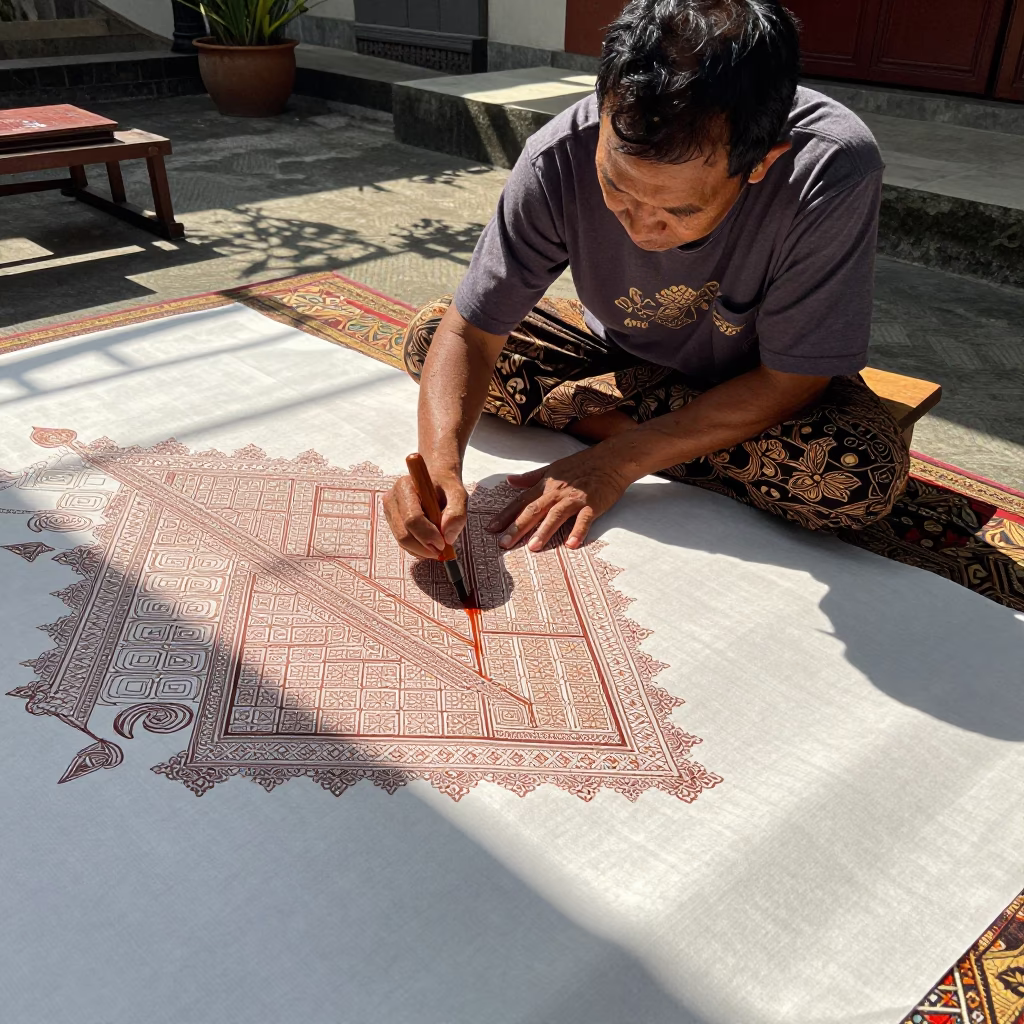 Applying Wax at Bright Midmorning Light in Denpasar in in Denpasar, Indonesia