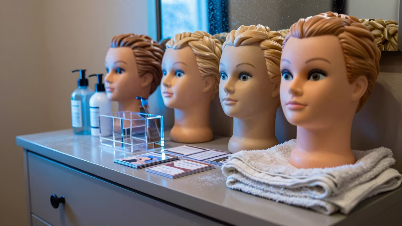 Apprentice Mannequin Rack on Hotel Dresser in Callao in on a hotel dresser in Callao