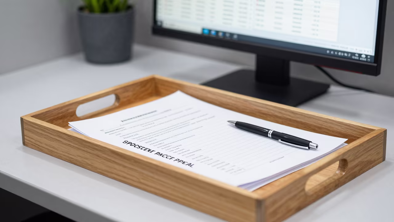 Approval Tray on Jaunpur Office Desk in Midmorning in inside an open-plan office bay in Jaunpur