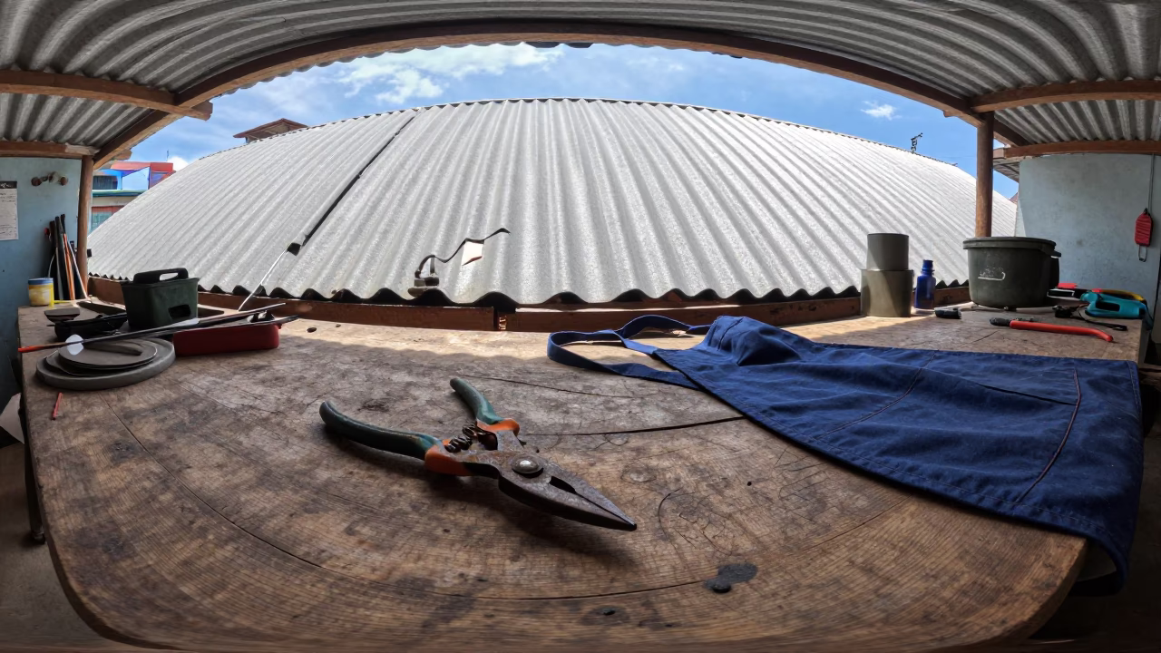 Apron at Flat Noon Light in in Valparaiso, Chile