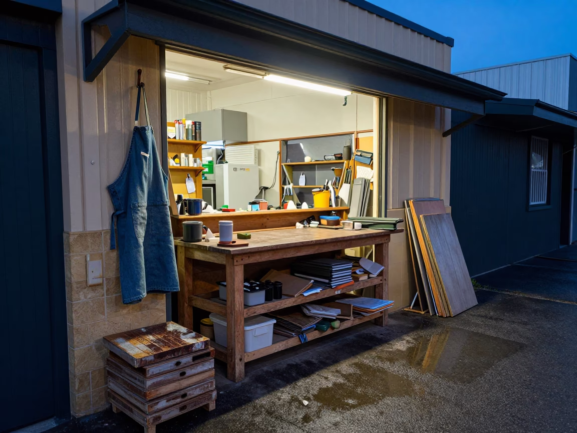 Apron in Hobart at Blue Hour in in Hobart, Tasmania, Australia
