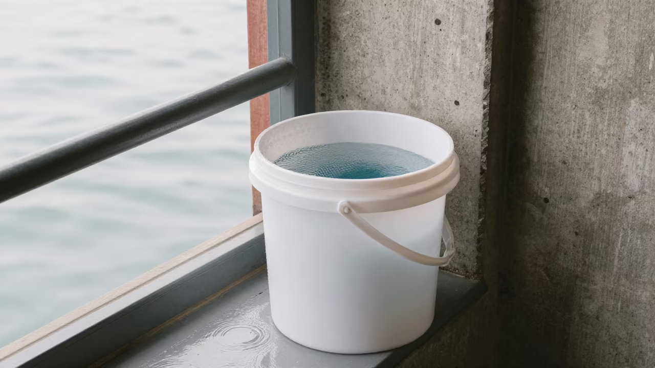 Aquarium Net Bucket on Pier Railing in on a pier railing near Giresun
