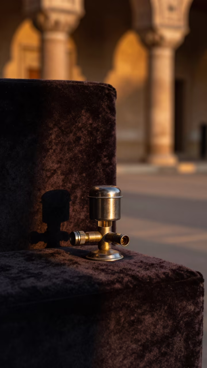 Amber Light on Aquarium Valve Tin Near Umm Qasr in on a velvet chair near Umm Qasr