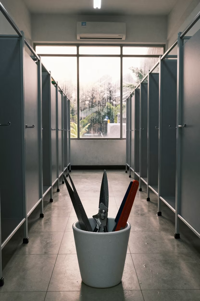 Aquascape Tool Cup in Jakarta Retail Fitting Corridor in inside a fitting room corridor in Senopati, Jakarta