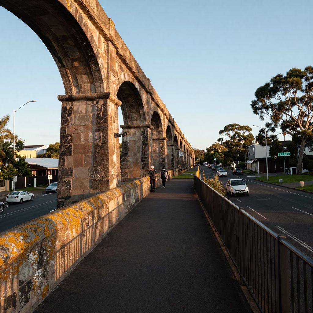 Aqueduct Path at The Early Afternoon Light in Adelaide in in Adelaide, South Australia, Australia