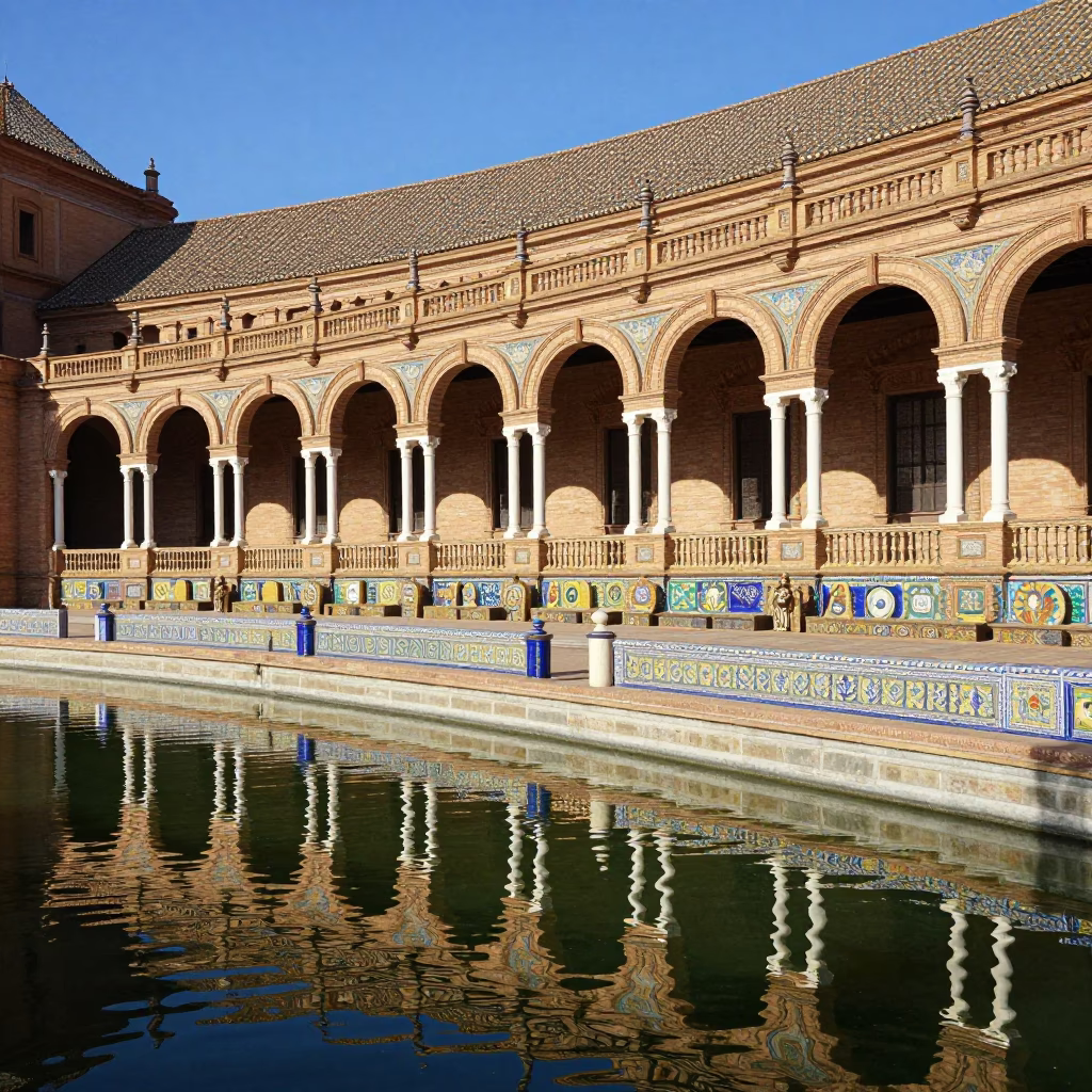 Arched Loggia And Reflecting Canal in Seville in in Seville, Spain