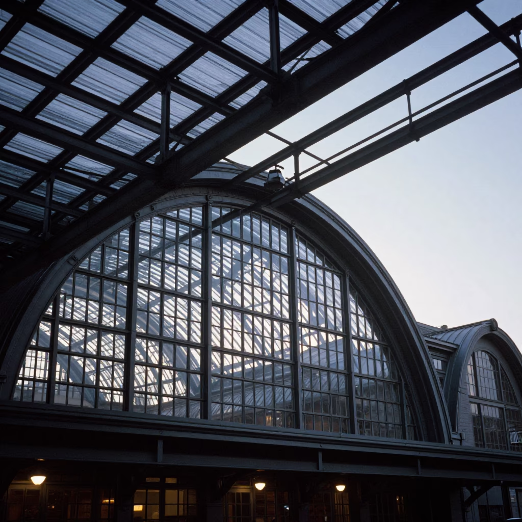 Arched Roof in Montreal at The Last Blue Light Of Evening in in Montreal, Quebec, Canada