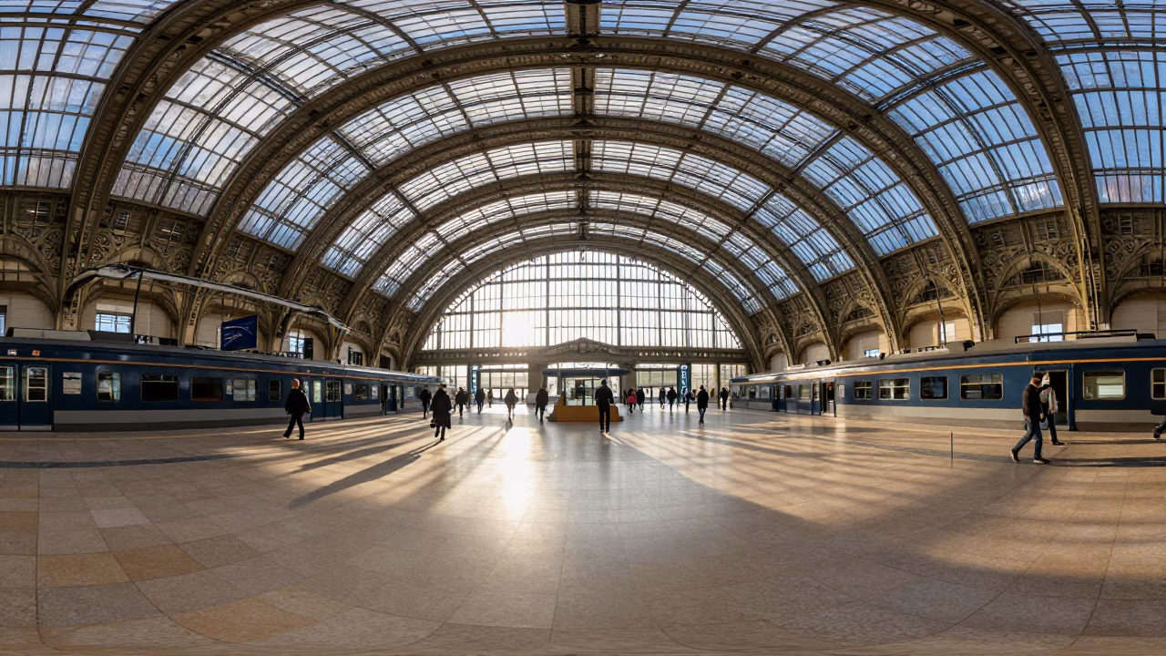 Arched Roof in Paris at As First Light Reaches The Scene in in Paris, France