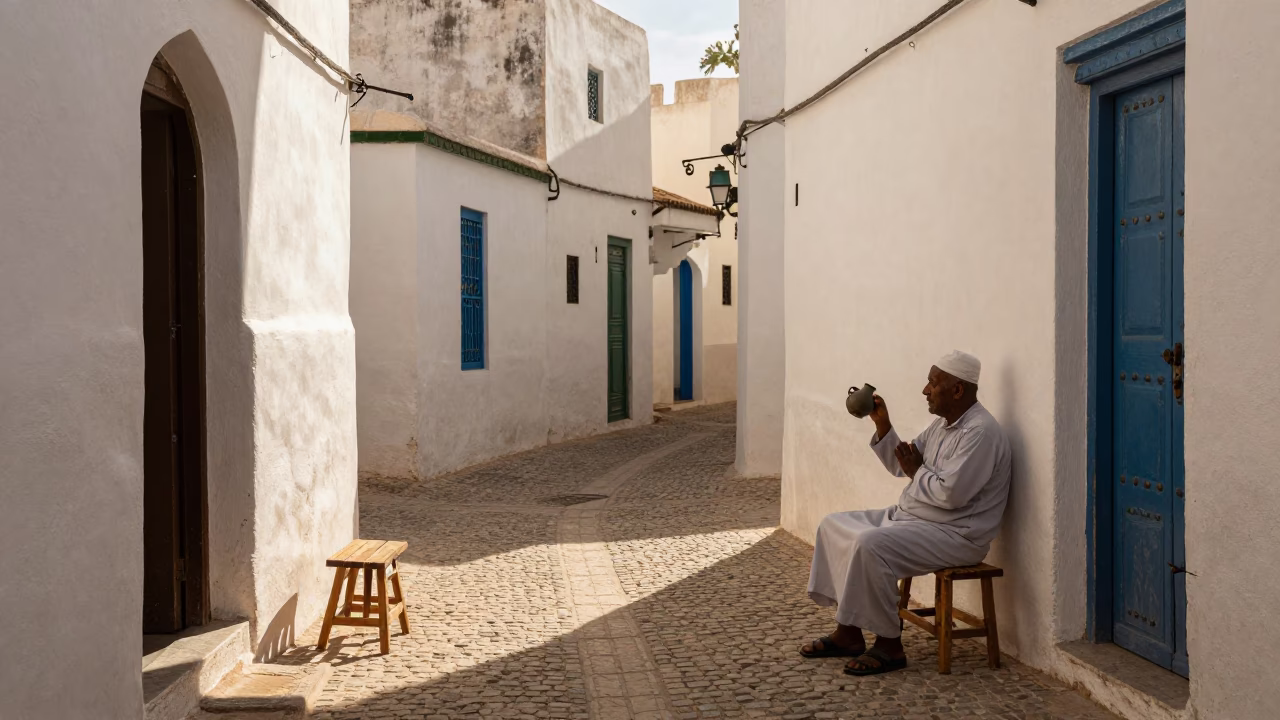 Architecture in Essaouira at The Early Afternoon Light in in Essaouira, Morocco