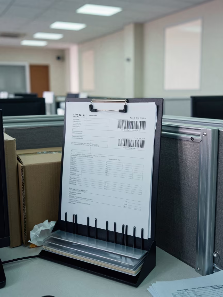 Archive Barcode Stand in Sohar Office in inside a conference room in Sohar