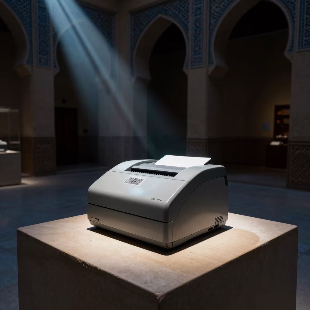 Archive Printer on Sana'a Museum Plinth in on a museum plinth in Sana'a