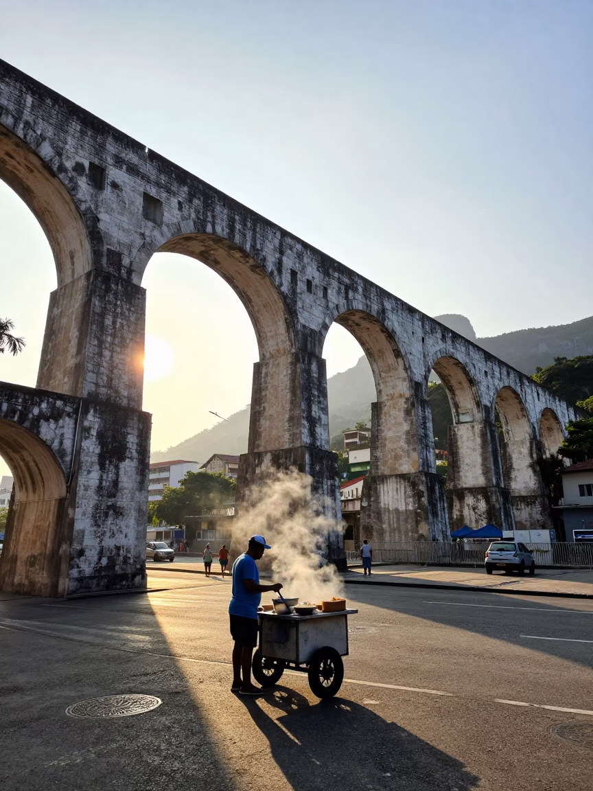 Archway Scene just after sunrise in Rio De Janeiro in in Rio de Janeiro, Brazil