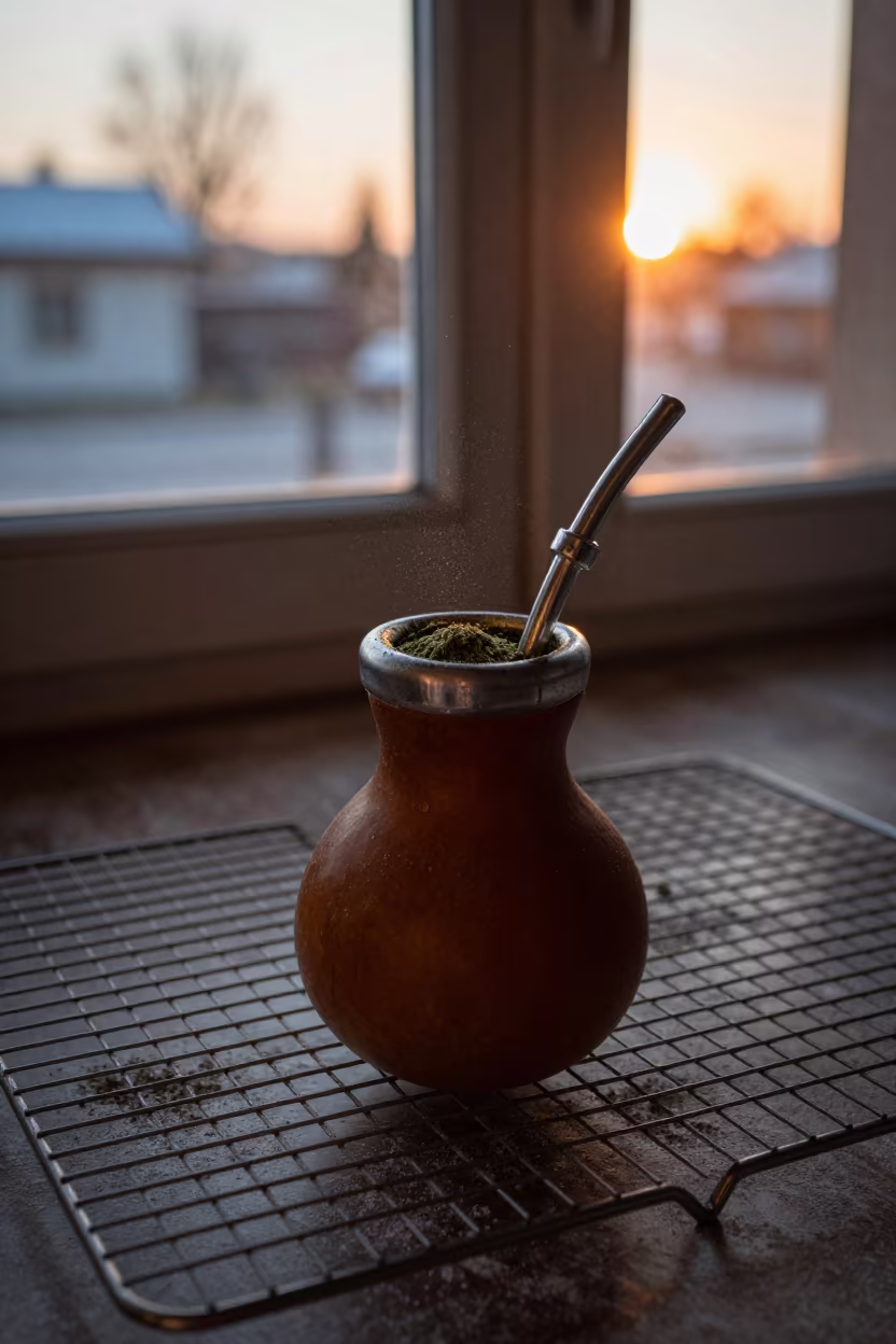 Argentine Yerba Mate Gourd on Bakery Rack in on a bakery cooling rack in Çorlu