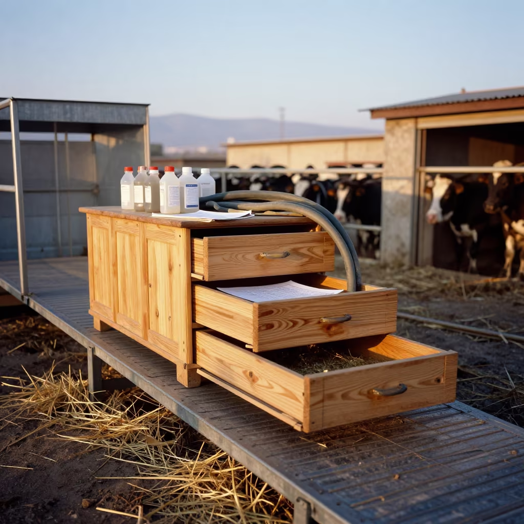 Armenian Farrowing Lamp Drawer on Stockyard Ramp in at a stockyard loading ramp in Armenia
