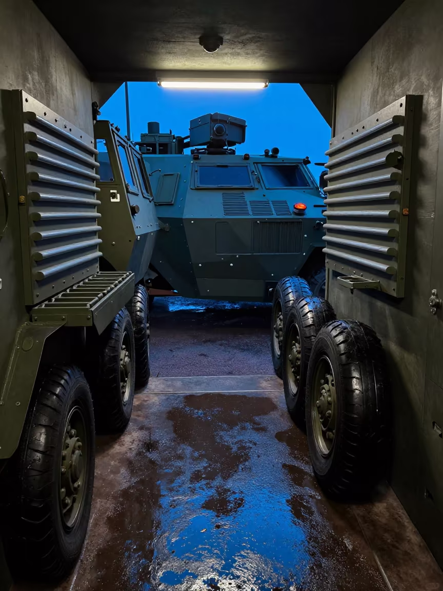 Armored Vehicle Bay in Sarh Bunker in inside a bunker stairwell in Sarh