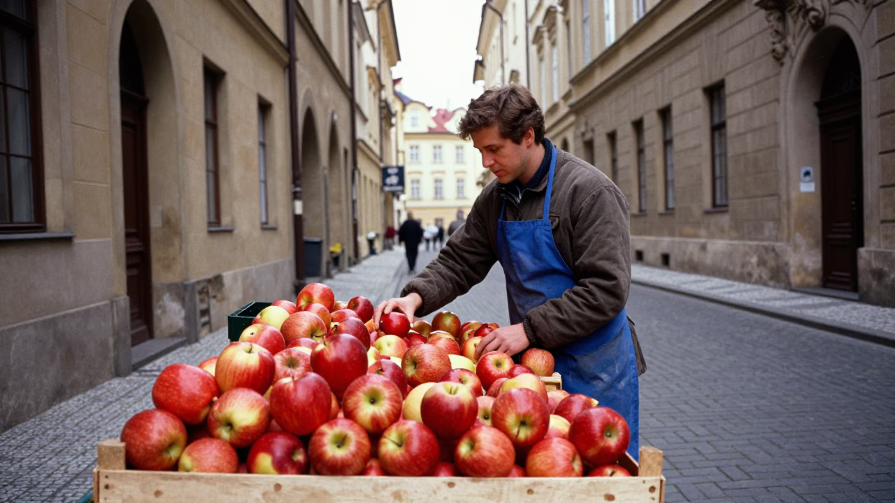 Arranging Apples in Prague in in Prague, Czech Republic