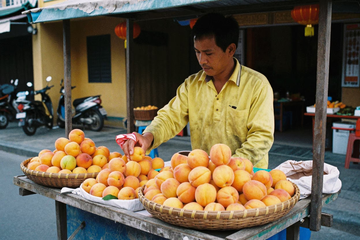 Arranging Apricots in Hoi An in in Hoi An, Vietnam