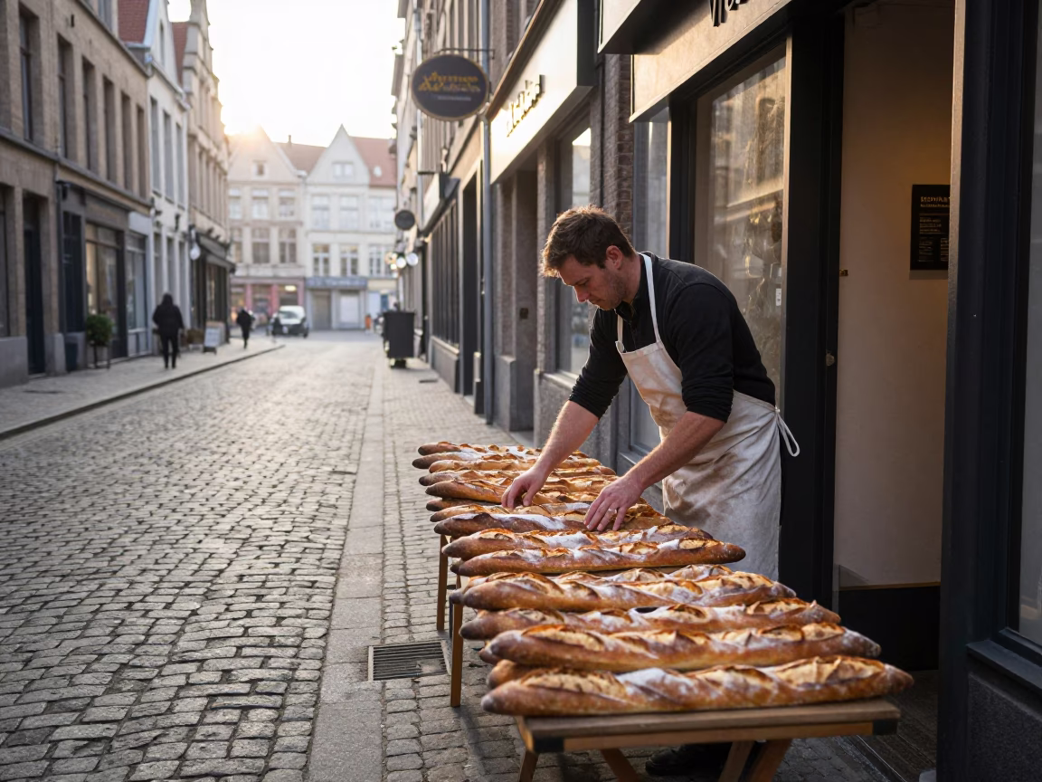 Arranging Baguettes in Brussels in in Brussels, Belgium