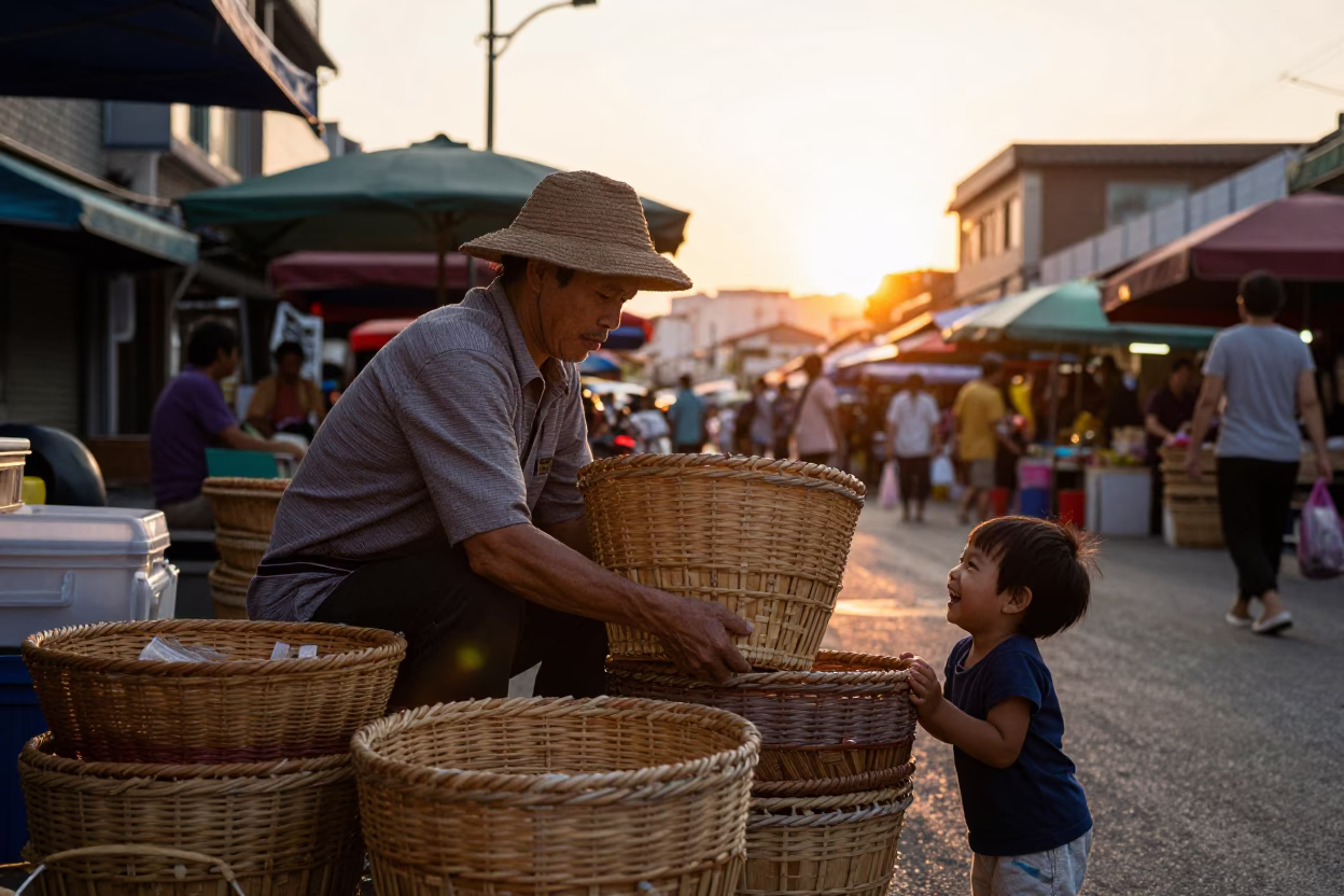 Arranging Baskets in Kaohsiung in in Kaohsiung, Taiwan