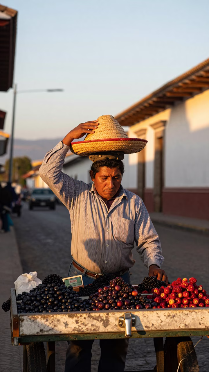 Arranging Berries in Quito in in Quito, Ecuador