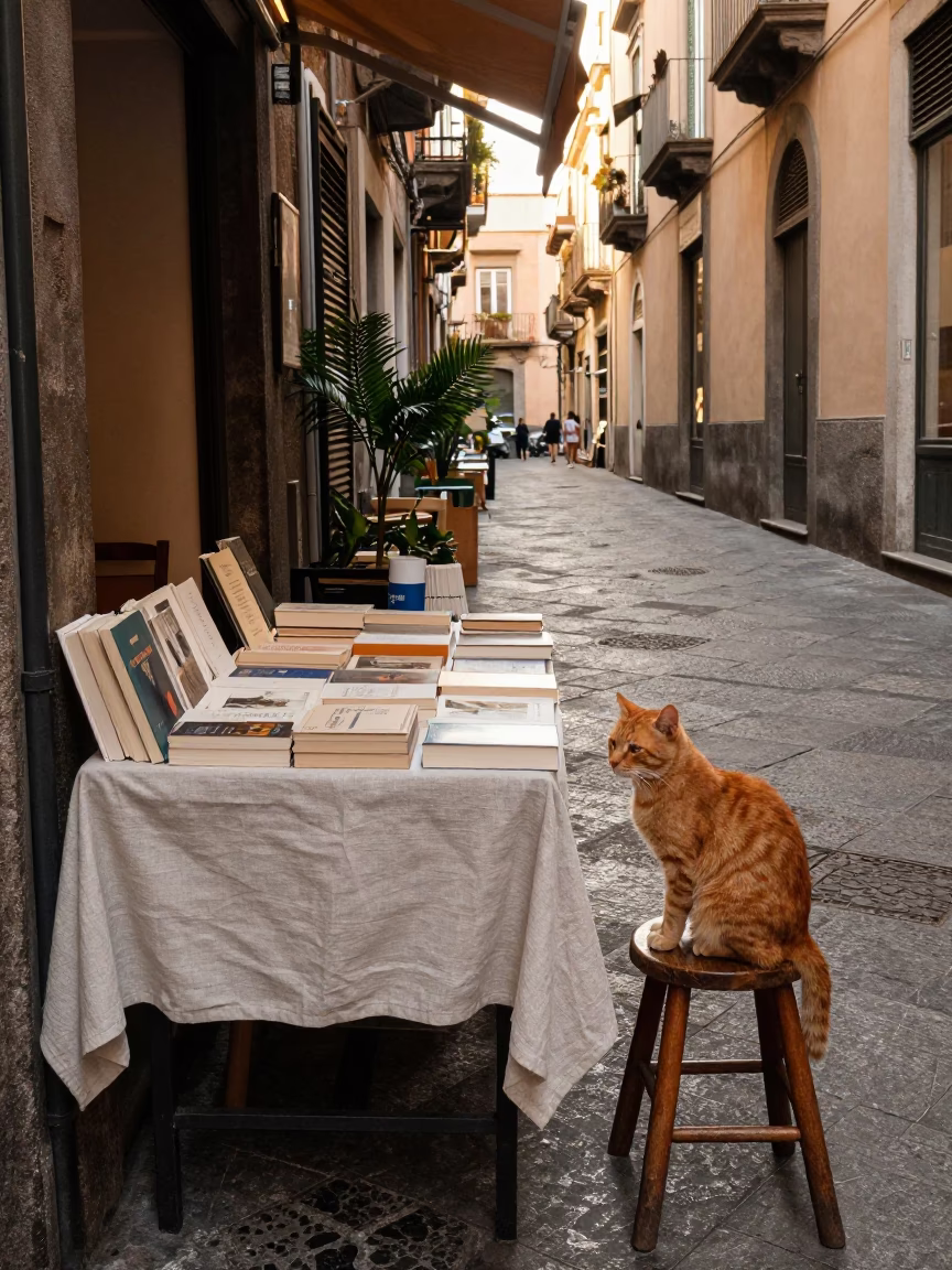 Arranging Books in Naples in in Naples, Italy