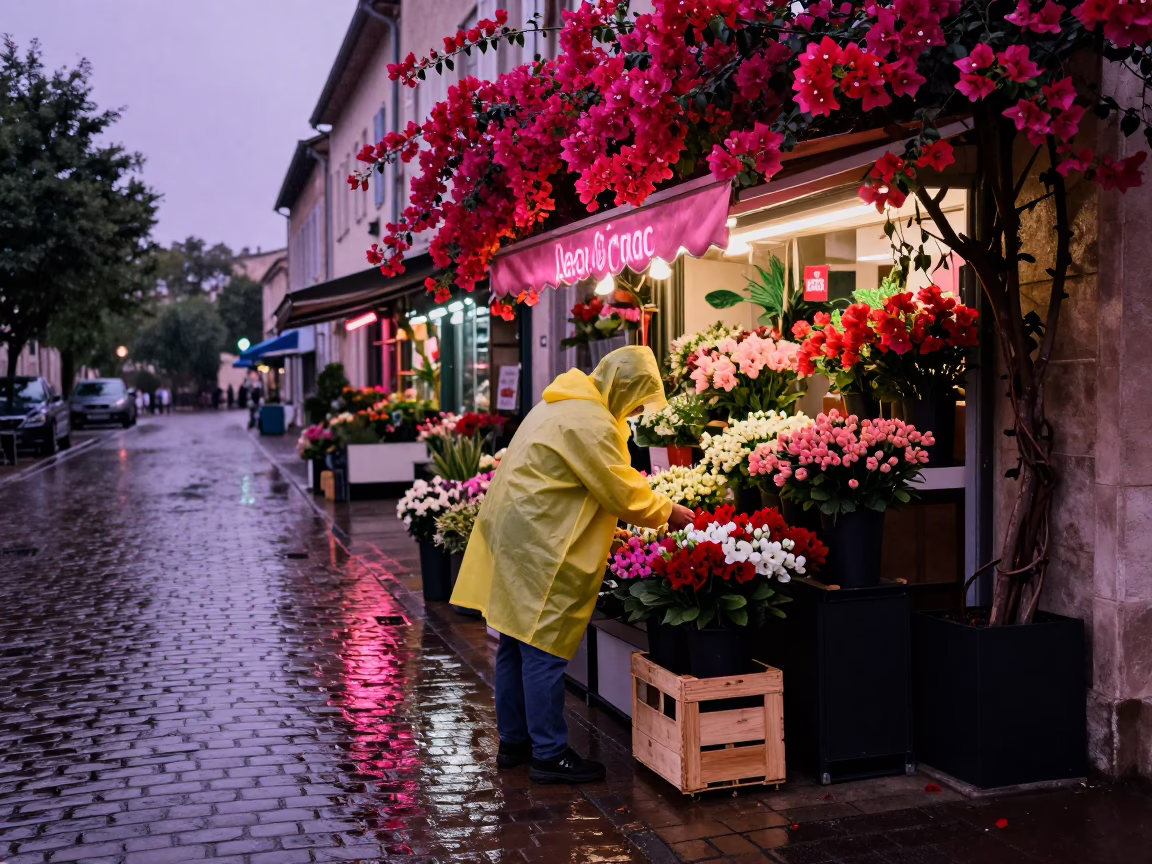Arranging Bougainvillea in Nice in in Nice, France