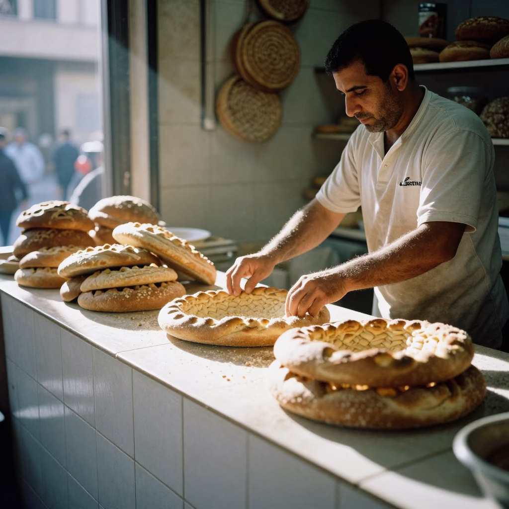 Arranging Bread in Alexandria in in Alexandria, Egypt