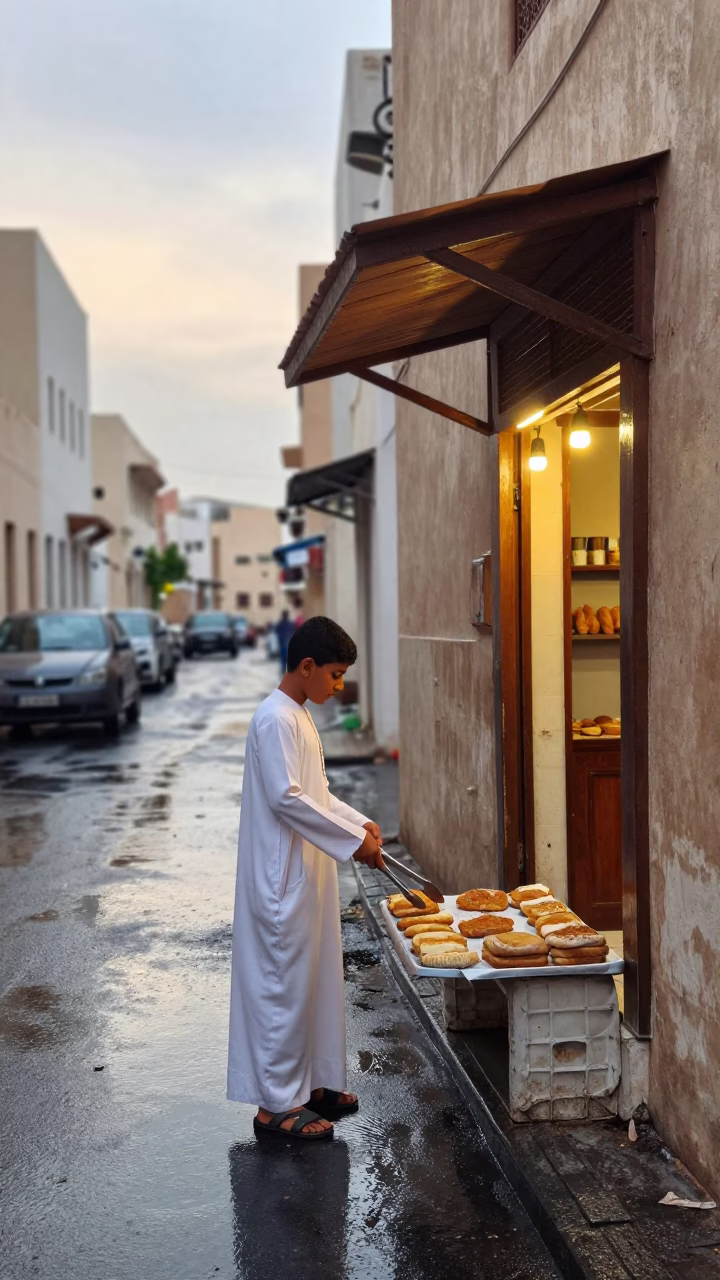 Arranging Bread in Muscat in in Muscat, Oman