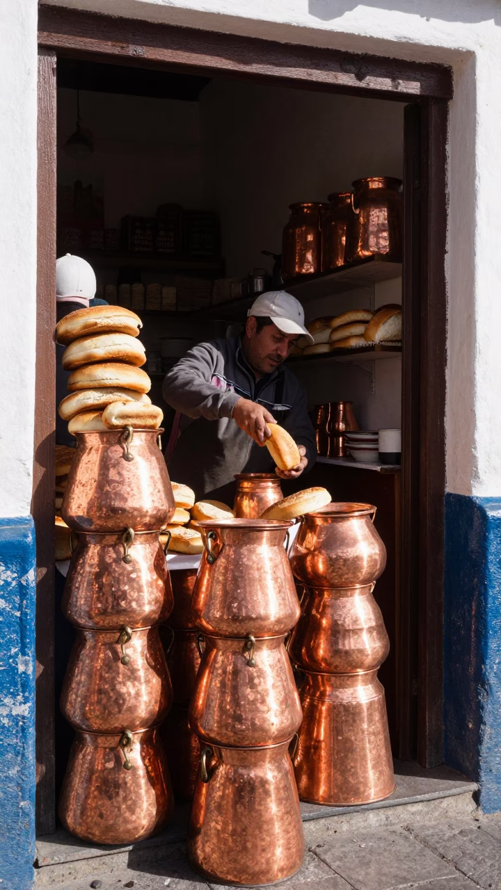 Arranging Bread in Quito in in Quito, Ecuador
