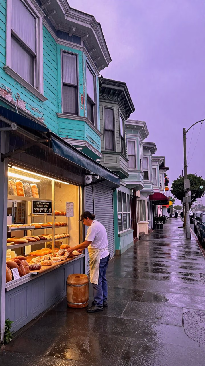 Arranging Bread in San Francisco in in San Francisco, California, United States