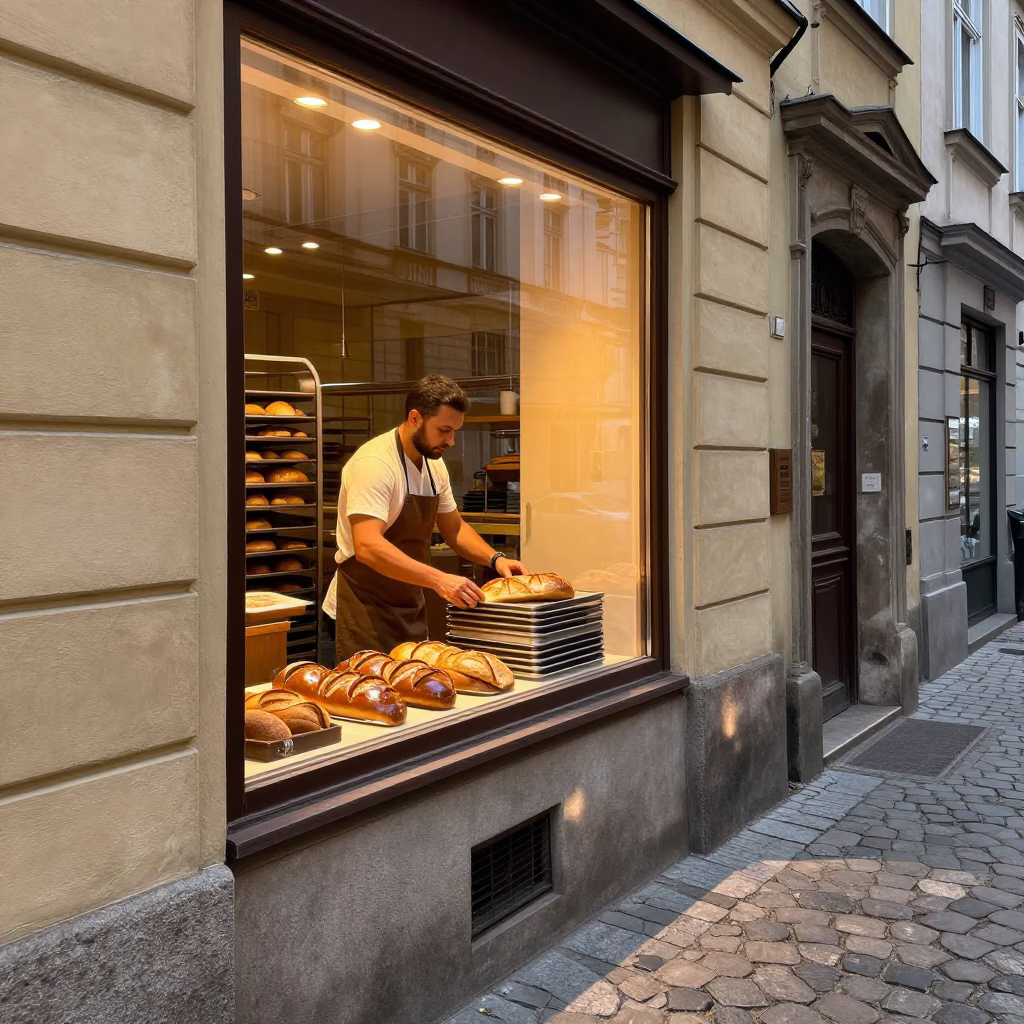 Arranging Bread in Vienna in in Vienna, Austria