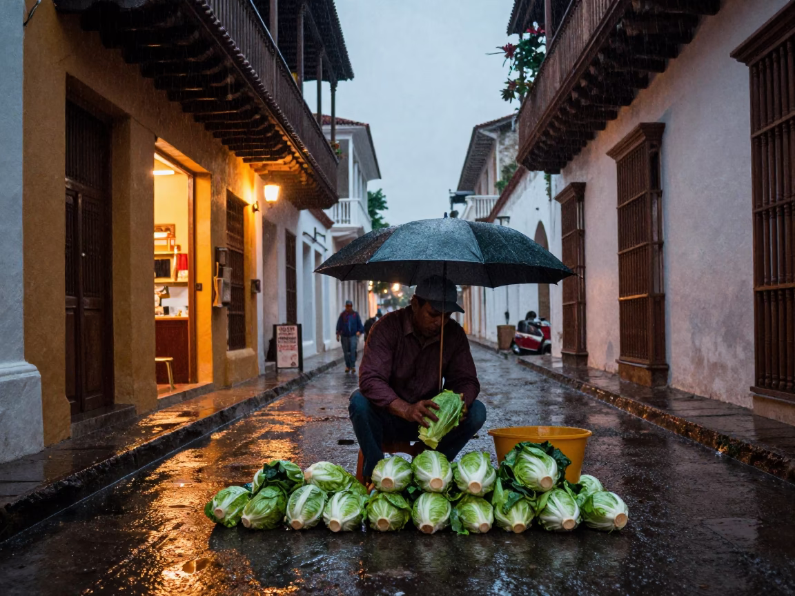 Arranging Cabbages in Cartagena in in Cartagena, Colombia