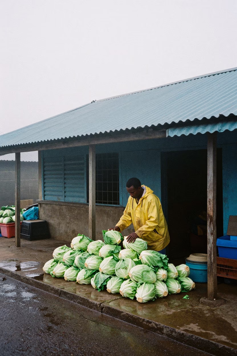 Arranging Cabbages in Durban in in Durban, South Africa