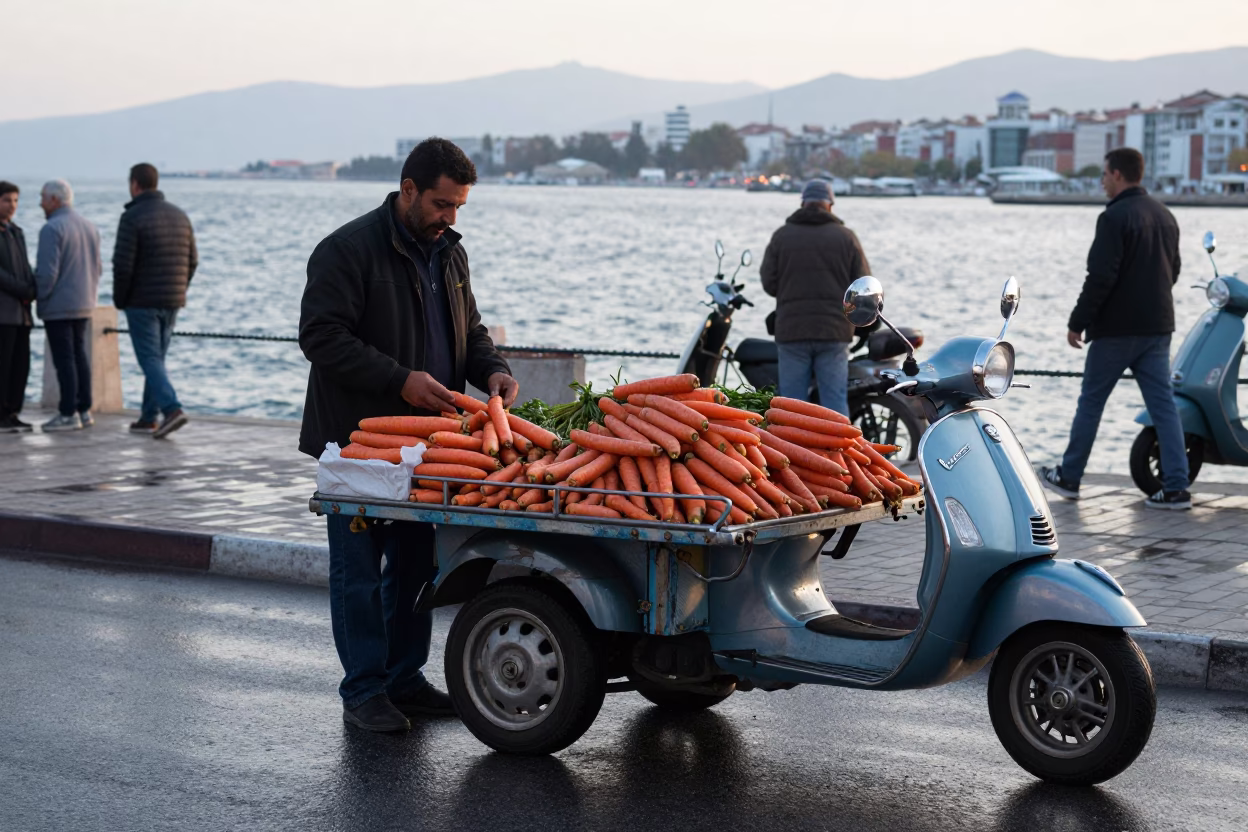 Arranging Carrots in Izmir in in Izmir, Turkey