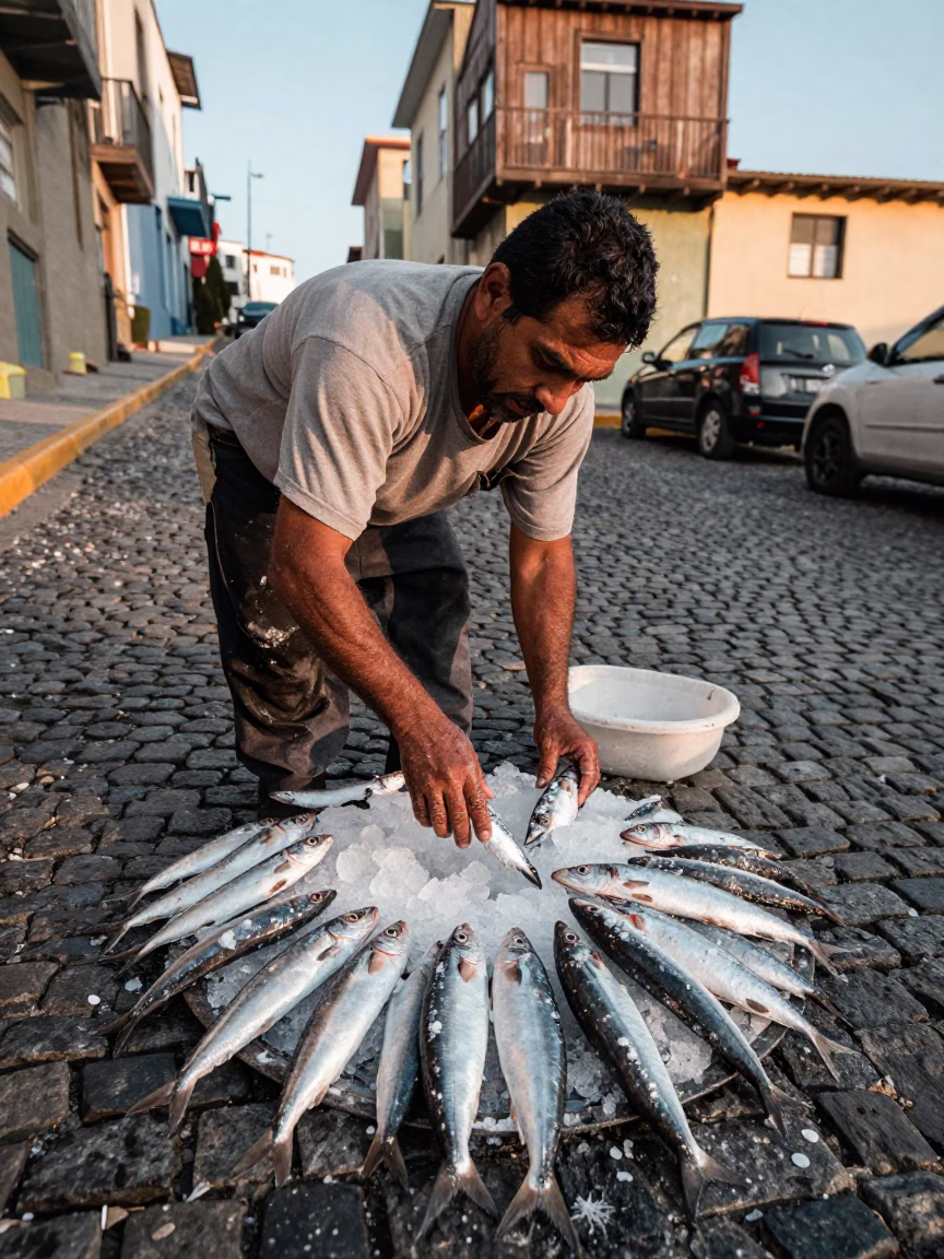 Arranging Catch in Valparaiso in in Valparaiso, Chile