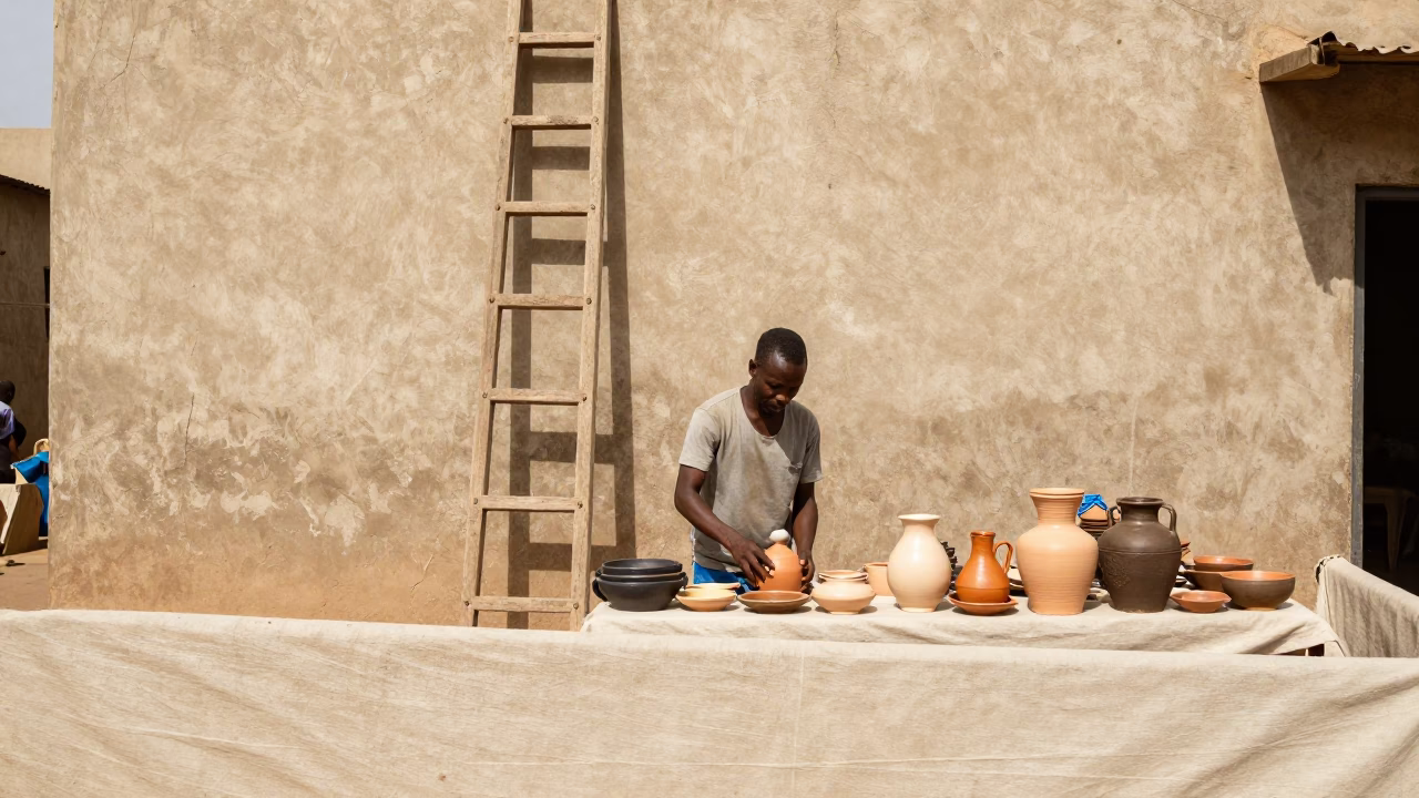 Arranging Ceramics in Dakar in in Dakar, Senegal
